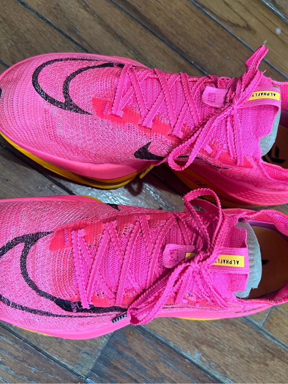 Nike Women's Hot Pink and Yellow ZoomX Running Shoes with Black Swoosh size w 9